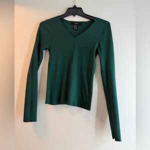 Forever 21 Deep Teal Ribbed Long Sleeve Top